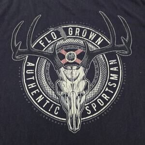 Flo Grown Graphic T Shirt Mens Size XL Black Florida Flag Deer Skull Sportsman